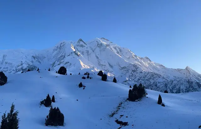 Karakoram mountains over Hunza Valley at golden hour